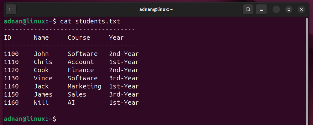 awk Command in Linux